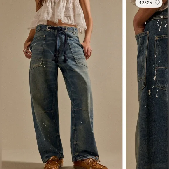 NWT Free People We The Free Moxie Pull-On Barrel Jeans Timeless Blue 27, 29, 30 - Picture 10 of 17